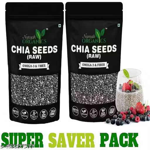 Malluva Essentials Chia Seeds — 2-Pack Combo | Raw, Omega-3, High Fiber